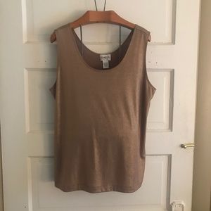 Chico's Travelers Gold Metallic shimmery Tank Top Shell 2 L